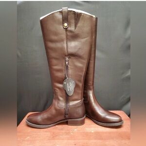 FAWNE WIDE CALF Size 6M Chocolate Leather Riding Boots I.N.C